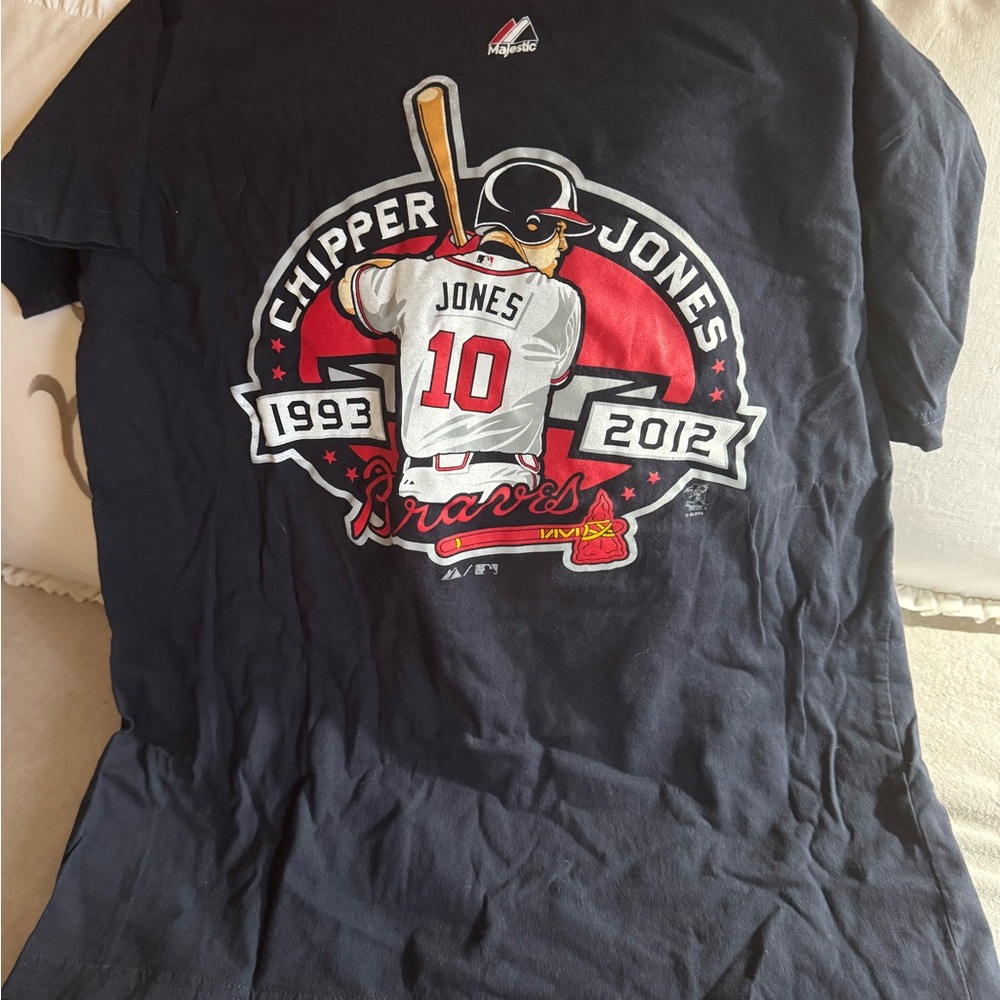 Majestic Navy Chipper Jones Braves Tee